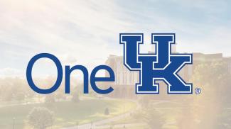 One UK text logo over a Kentucky photo